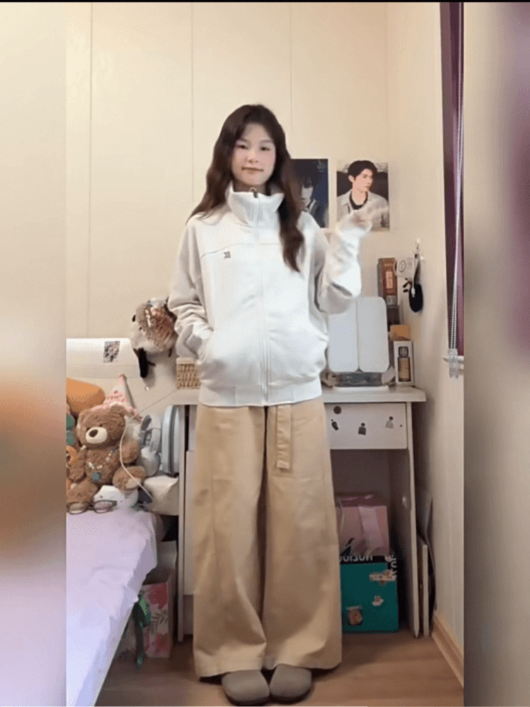 복합 원단 400g 이후 패키지 자수 폴로 칼라 봄 가을 오픈 가디건 재킷 스탠드 칼라 커플 후드티 재킷 상세 이미지 6