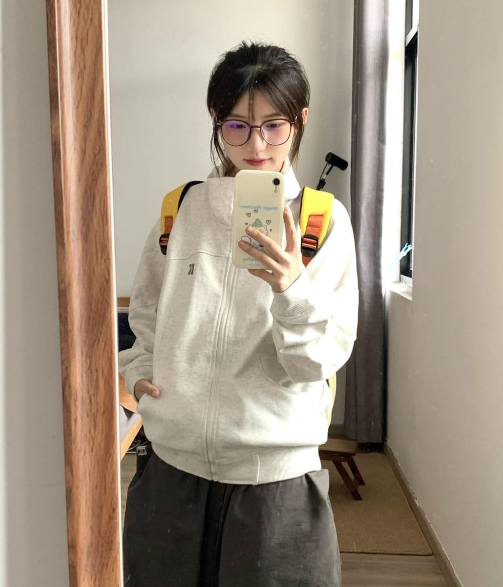 복합 원단 400g 이후 패키지 자수 폴로 칼라 봄 가을 오픈 가디건 재킷 스탠드 칼라 커플 후드티 재킷 상세 이미지 6