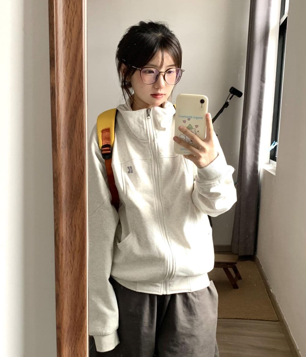 복합 원단 400g 이후 패키지 자수 폴로 칼라 봄 가을 오픈 가디건 재킷 스탠드 칼라 커플 후드티 재킷 상세 이미지 9