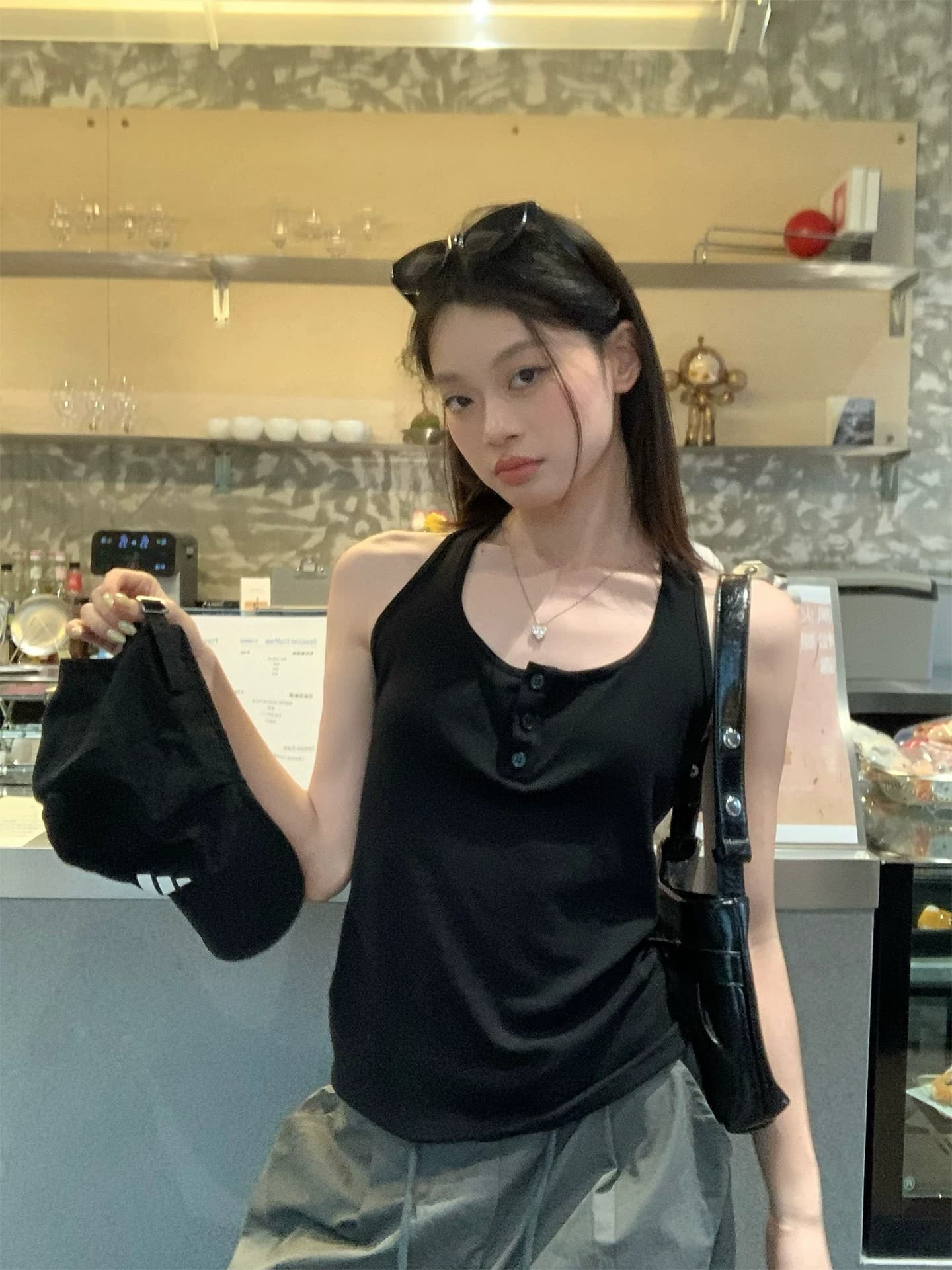 단어 캐미솔 여름 2026 몸매 가꾸기 슬림해 보이는 민소매 핫걸 행침 목 외출용 맨위 한국 대외 무역 상세 이미지 6
