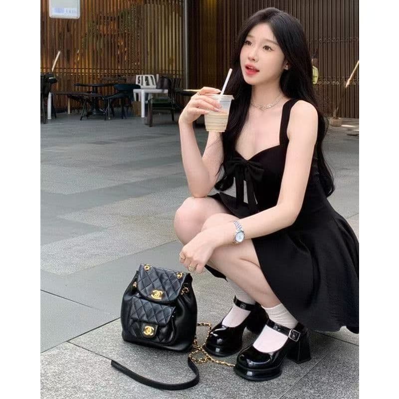 2026 여름 새로운 프랑스식 품격 슬립 빨간색 드레스 허리 수축 슬림해 보이는 미니 스커트 나비 매듭 품격 치마 상세 이미지 4