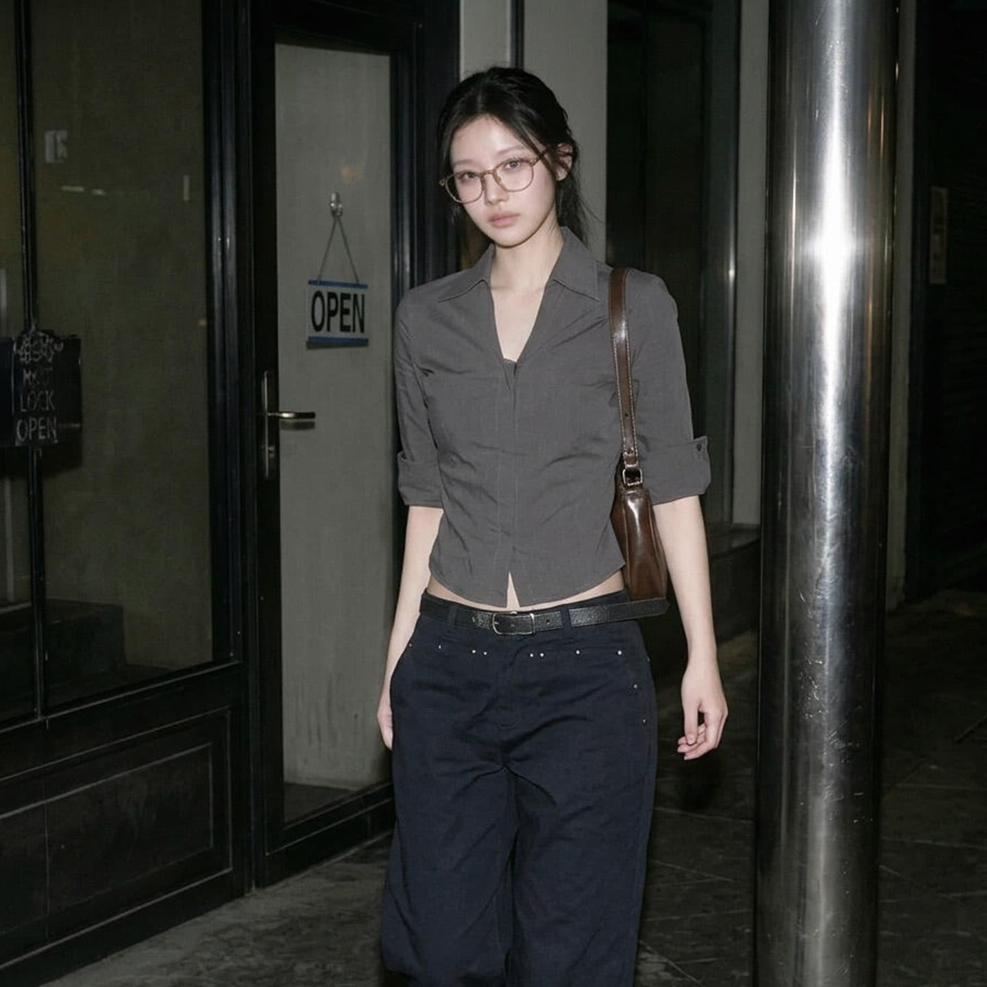 경관 그림 정가 아메리칸 POLO 셔츠 V넥 중간 소매 뒤집다 접기 여성 여름 높음 지혜 센스 허리 수축 슬림해 보이는 몸매 가꾸기 맨위 이미지 4