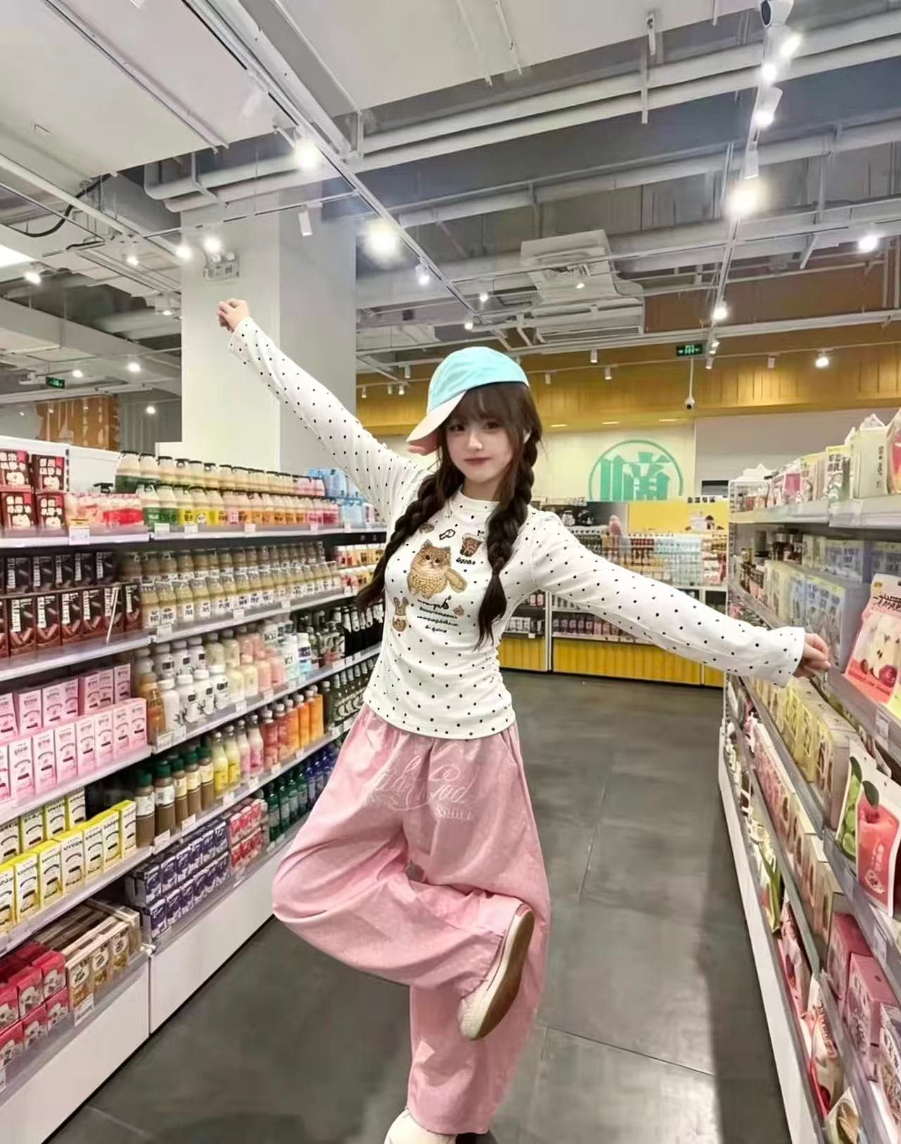 220 그램 40 빗질하다 92 면 8 암모니아 Lun 도트 무늬 몸매 가꾸기 긴팔 티셔츠 여성 한국 대외 무역 한 싱글 국경 간 폭발 상세 이미지 3