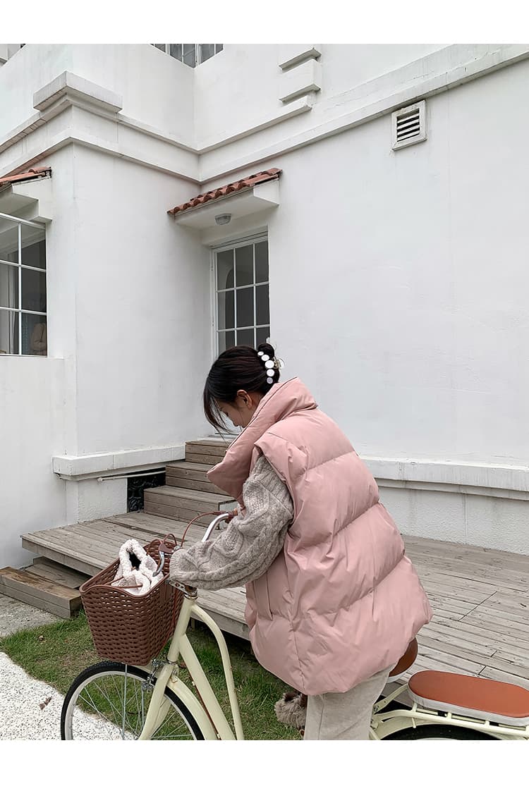 베스트 두꺼운 가을 겨울 다운 재킷 한국 스타일 루즈핏 다용도 다운 코튼 조끼 조끼 어깨 외출용 쇼트 스타일 재킷 상세 이미지 19