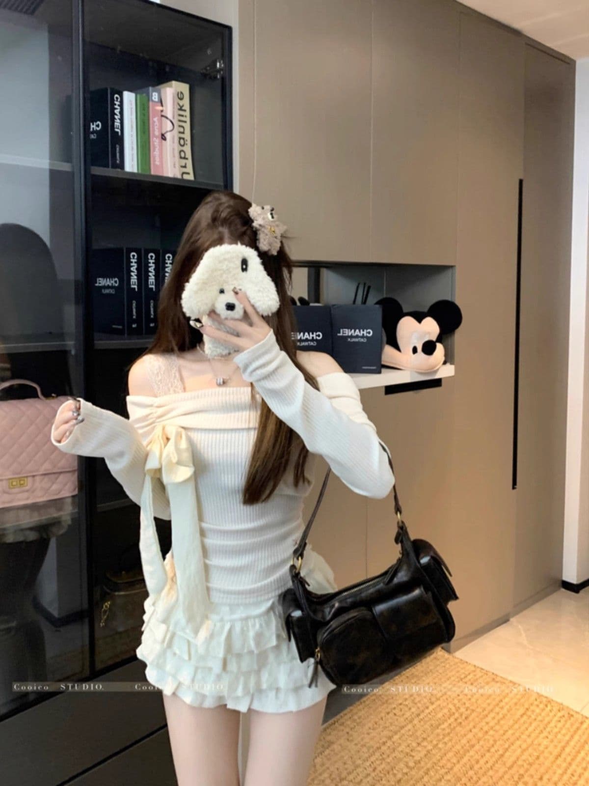 순수한 욕망 프랑스식 나비 넥타이 긴팔 티셔츠 여성 가을 겨울 핫걸 몸매 가꾸기 인사이드 잡아라. 의류 상세 이미지 4