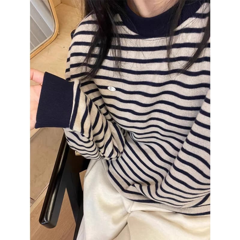 65 쌀 니켈 복합 우유 실크 380 그램 특별 빅 사이즈 300 근 레트로 스트라이프 후드티 여성 한국 대외 무역 국경 간 폭발 상세 이미지 4