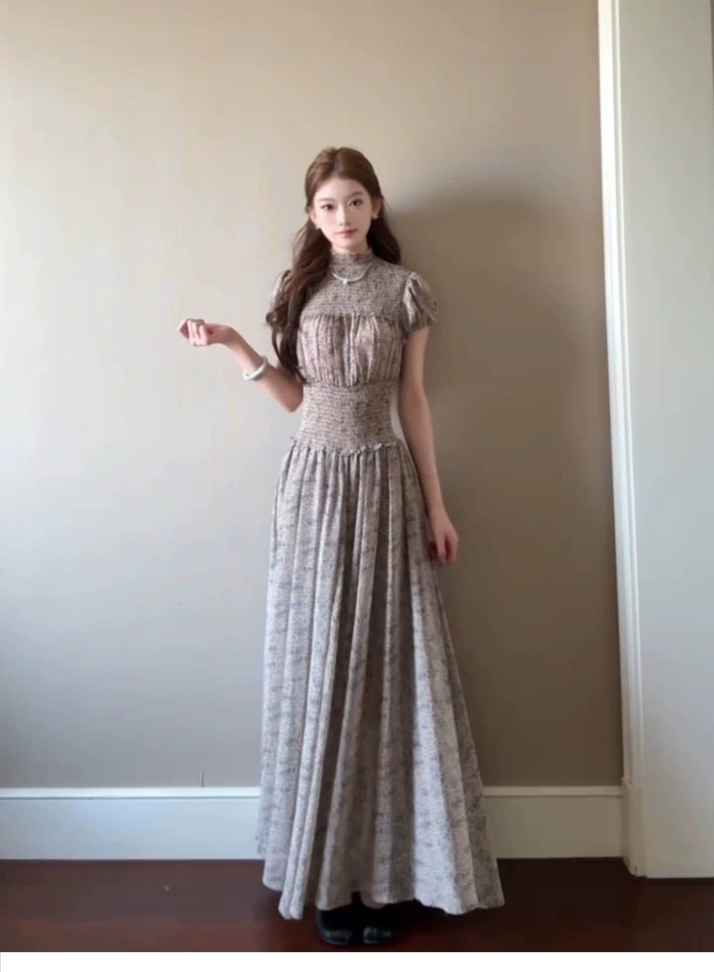 원본 것 있음 네리 초여름 자이언트 잘 생긴 꽃무늬 허리 수축 슬림해 보이는 품격 고급 센스 허리밴드 아름다운 롱 스커트 상세 이미지 3