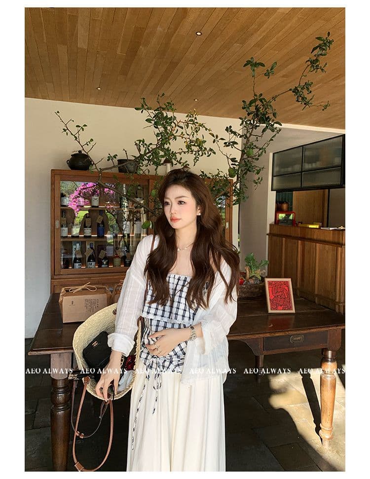 화이트 오래된 돈 바람 질감 센스 루즈핏 세로 줄무늬 화이트 여성 셔츠 한국 스타일 얇고 가벼운 긴팔 셔츠 ins 상세 이미지 4