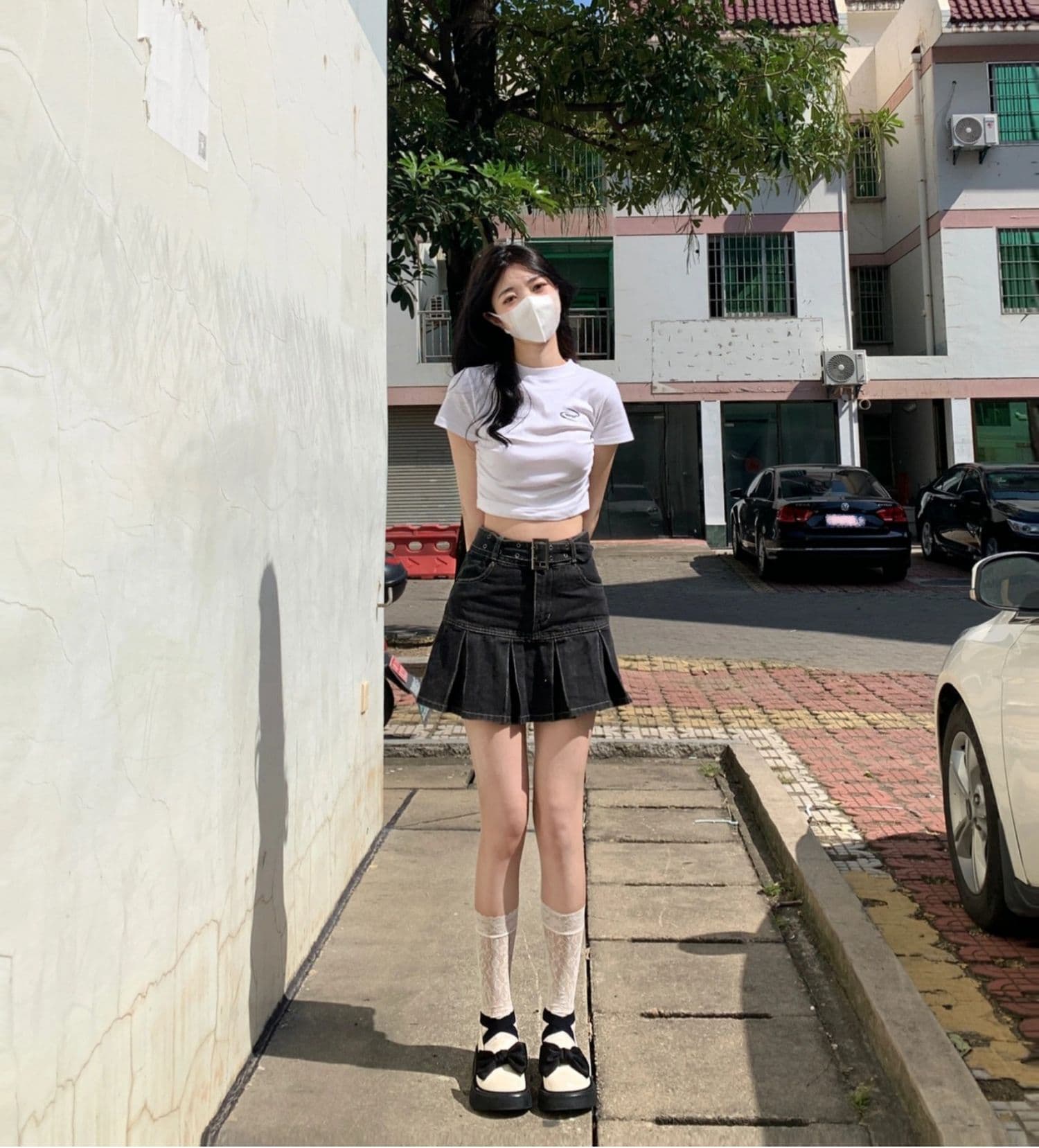 화이트 알파벳 조수 브랜드 반팔 티셔츠 여성 여름 한국 스타일 몸매 가꾸기 달콤한 매운맛 바람 쇼트 스타일 이슬 뼈의 슬림해 보이는 맨위 상세 이미지 6