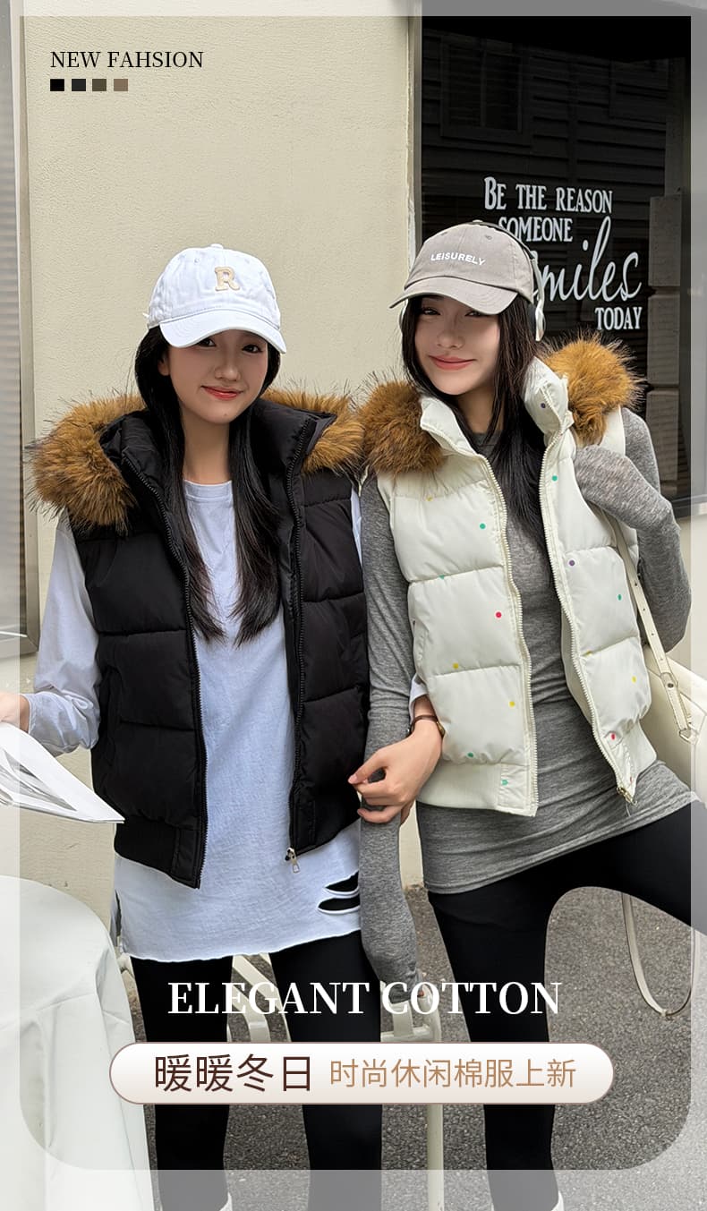 한국 대외 무역 폭발 2026 아래 면화 의류 후드 탈착식 조끼 여자 조끼 어깨 여성 코트 상세 이미지 1