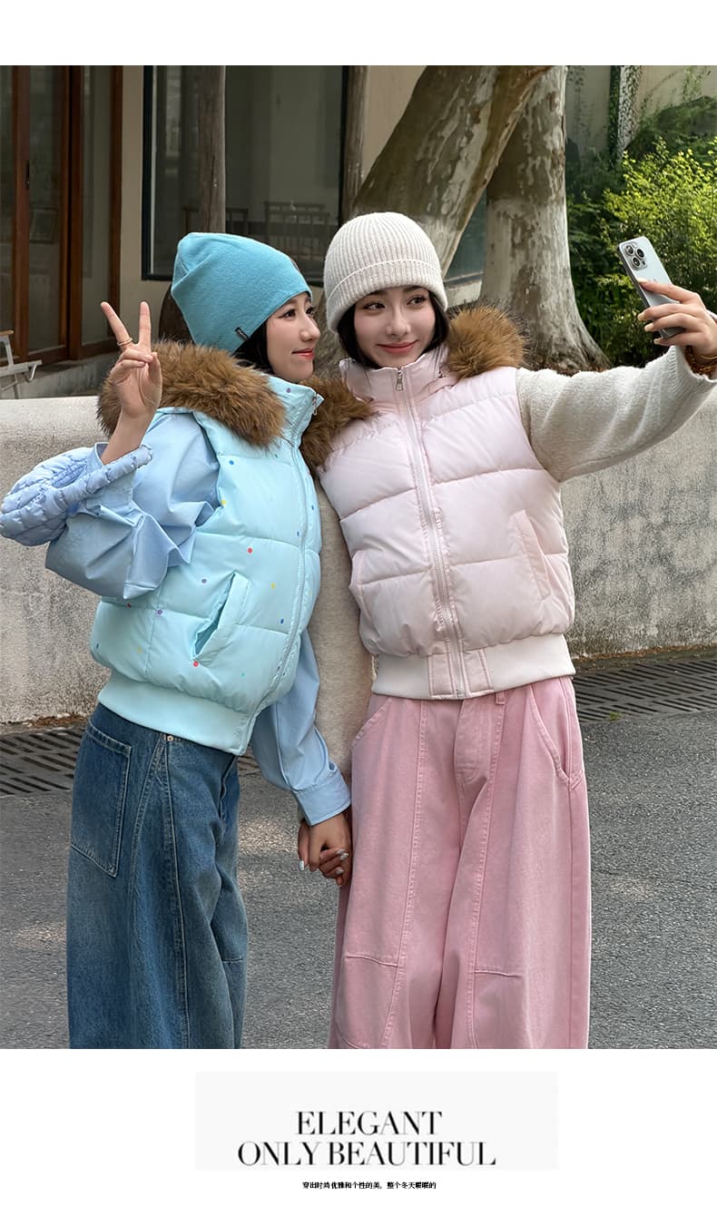 한국 대외 무역 폭발 2026 아래 면화 의류 후드 탈착식 조끼 여자 조끼 어깨 여성 코트 상세 이미지 28