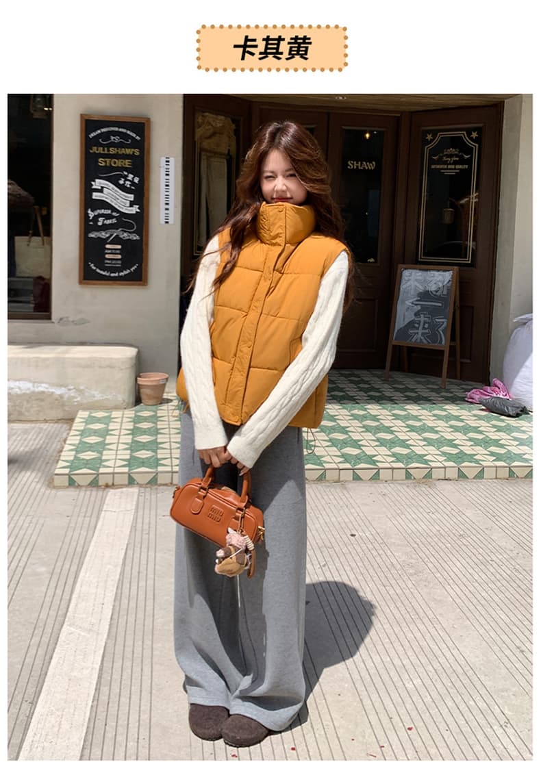 작은 대중 디자인 센스 쇼트 스타일 조끼 2026 봄 가을 새로운 패션 스탠드 칼라 베스트 다용도 작은 키 외출용 상세 이미지 22