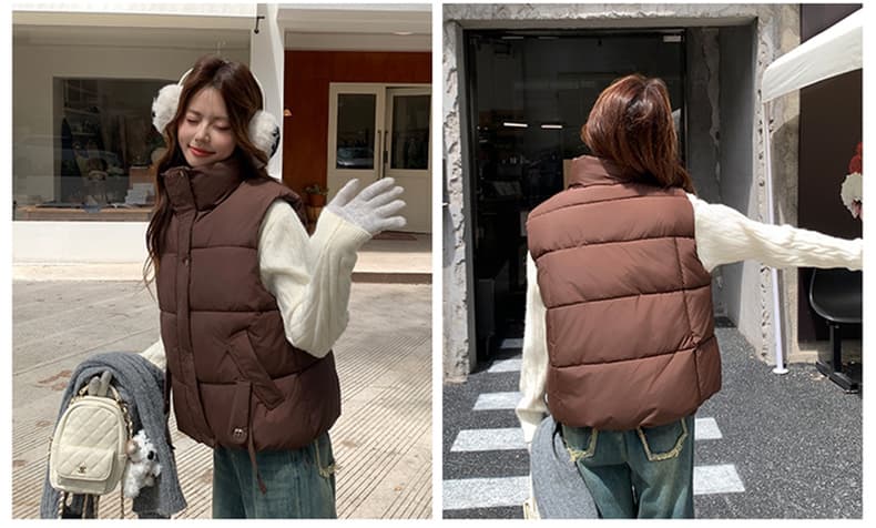 작은 대중 디자인 센스 쇼트 스타일 조끼 2026 봄 가을 새로운 패션 스탠드 칼라 베스트 다용도 작은 키 외출용 상세 이미지 35