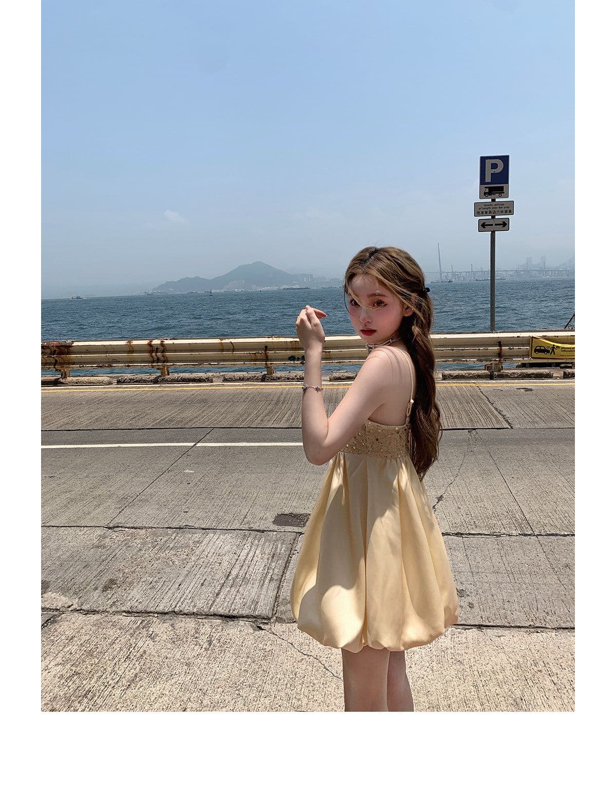 부유 한 가족 천 골드 무거운 작업 나비 매듭 품격 귀여운 슬립 여성 드레스 여름 슬림해 보이는 작은 키 꽃밭 치마 상세 이미지 11