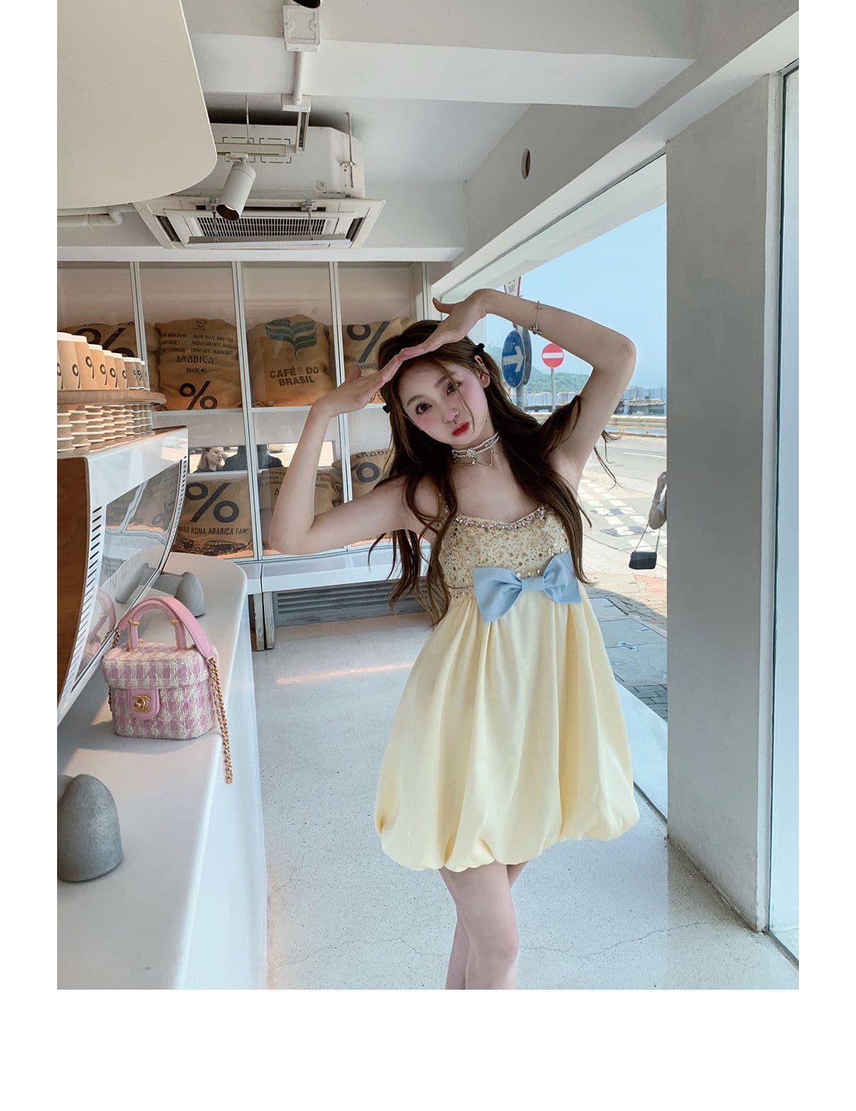부유 한 가족 천 골드 무거운 작업 나비 매듭 품격 귀여운 슬립 여성 드레스 여름 슬림해 보이는 작은 키 꽃밭 치마 상세 이미지 18