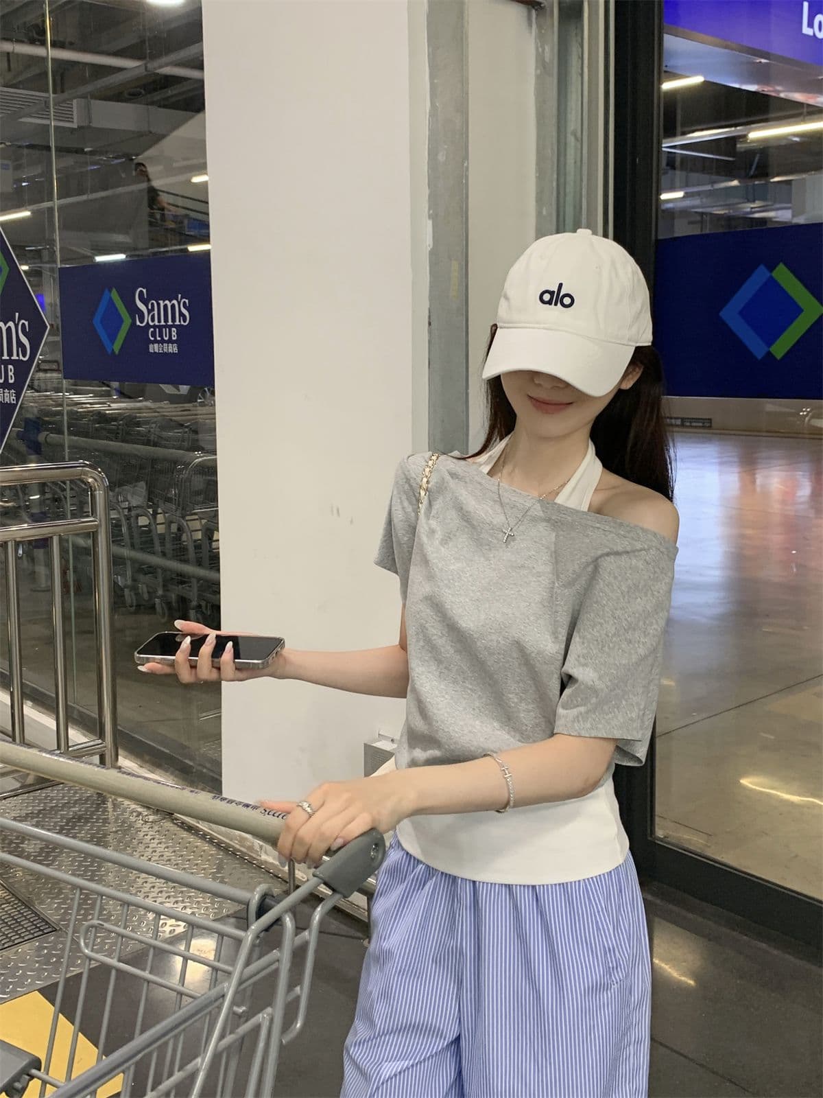 40 좋은 면 항구 바람 흑인과 백인 색상 패치워크 페이크 레이어드 행침 목 반팔 티셔츠 여성 여름 슬림해 보이는 맨위 상세 이미지 10