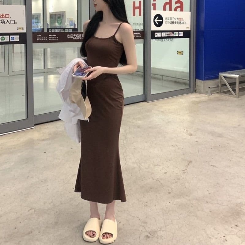 한국 대외 무역 2026 봄 여름 우아함 지성 고급 센스 새틴 슬립 드레스 여성 드레스 품격 도루 센스 롱 스커트 상세 이미지 9