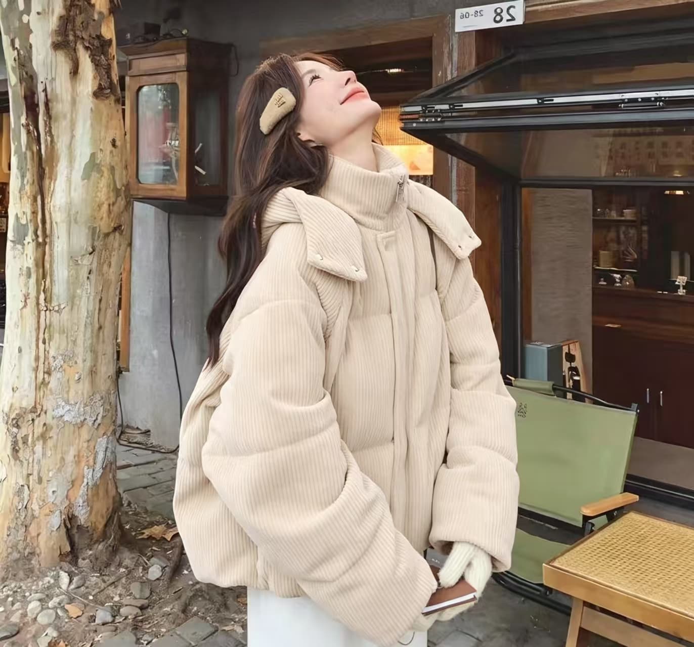 슈퍼 잘 생긴 한 부서 코듀로이 스탠드 칼라 후드 아래 면화 의류 섹션 겨울 루즈핏 재킷 한국 대외 무역 국경 간 폭발 상세 이미지 2