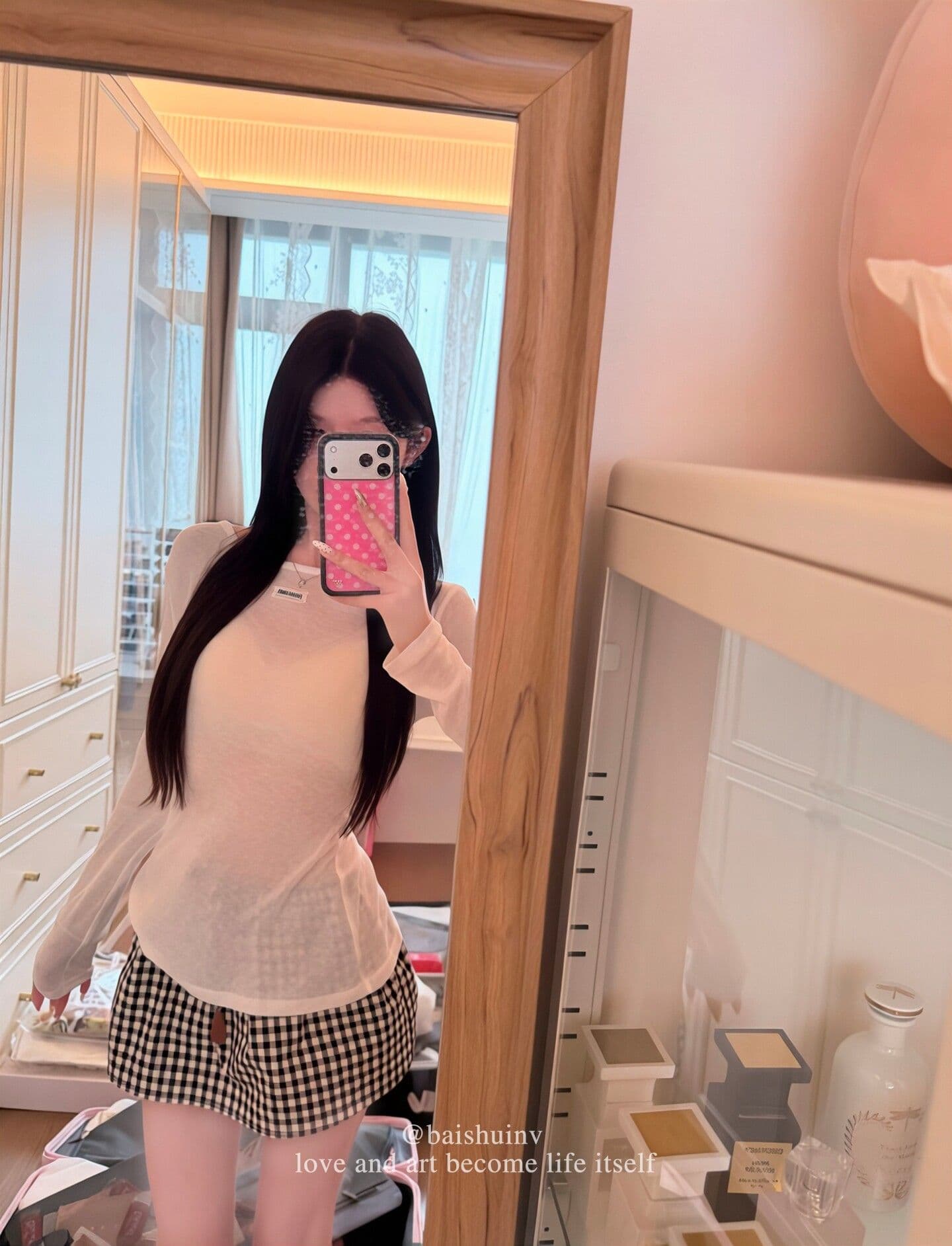 주간 실크 한 부서 부드러운 바람 반투명 긴팔 티셔츠 여성 여름 섹션 라운드 넥 슬림해 보이는 미니멀리즘 다용도 자외선 차단 맨위 상세 이미지 11
