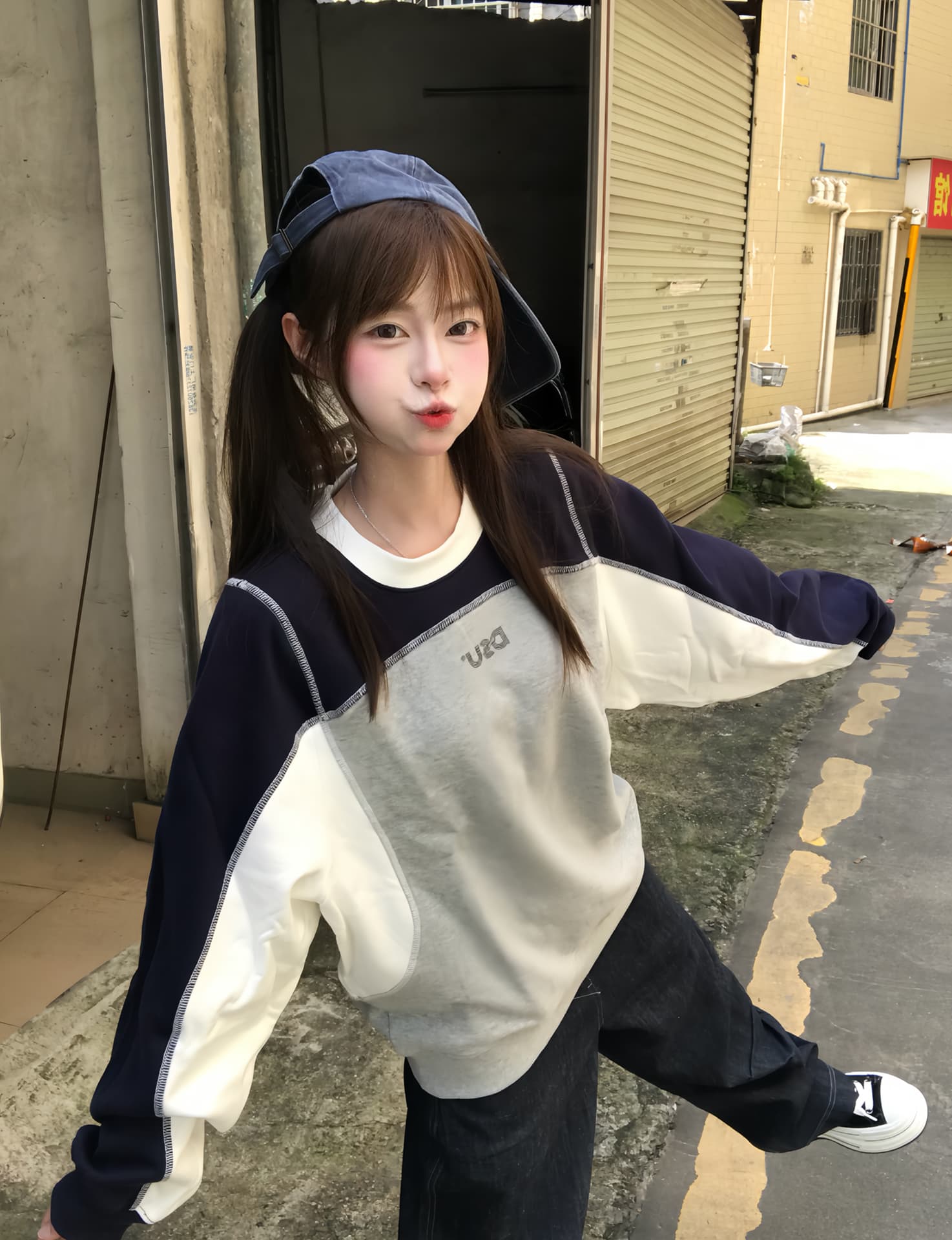 있음 선적 얇은 스타일 좋은 품질 솜씨 순수한 Mianhua 면 복합 패치워크 후드티 여성 한국 대외 무역 한 싱글 국경 간 상세 이미지 2