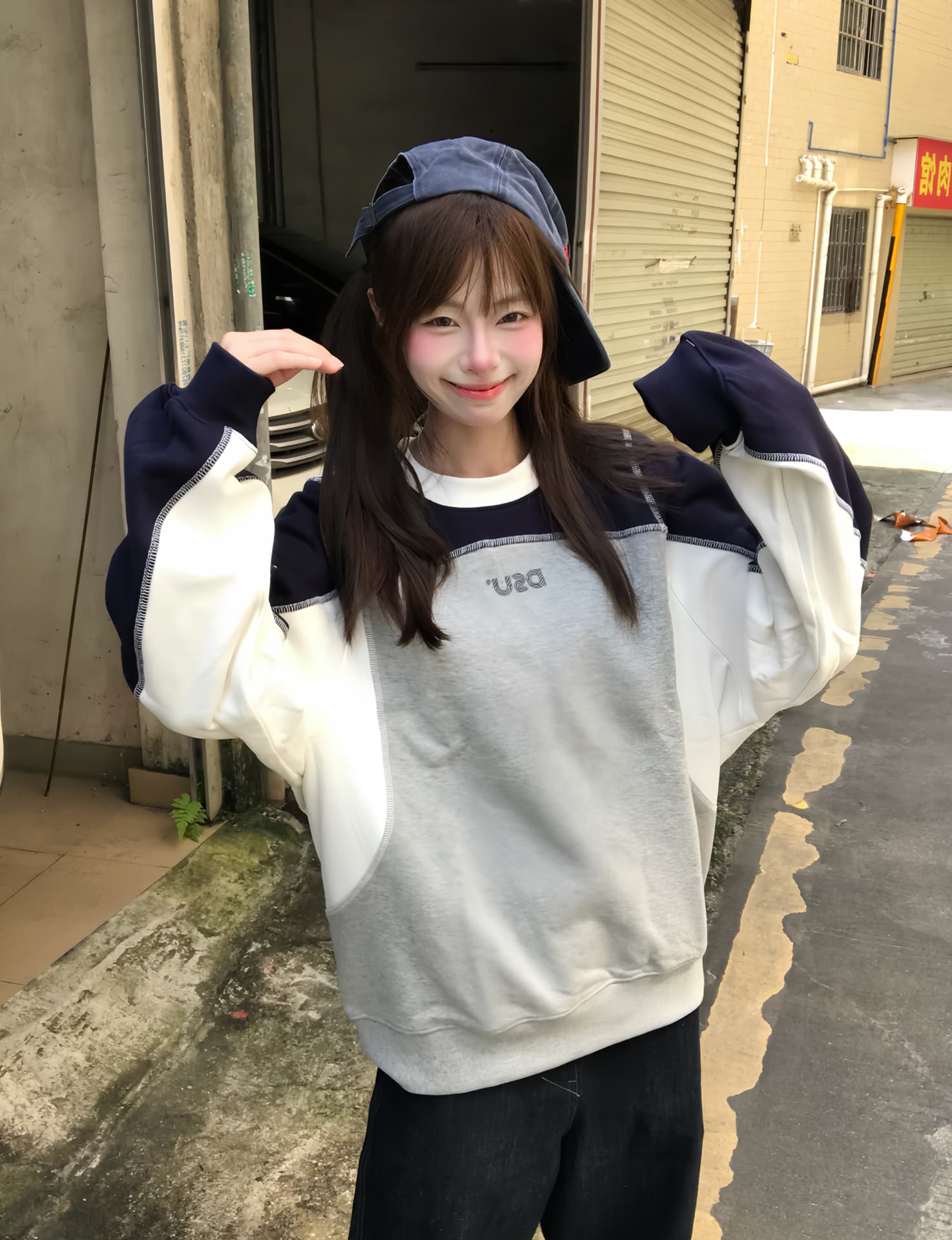 있음 선적 얇은 스타일 좋은 품질 솜씨 순수한 Mianhua 면 복합 패치워크 후드티 여성 한국 대외 무역 한 싱글 국경 간 상세 이미지 4