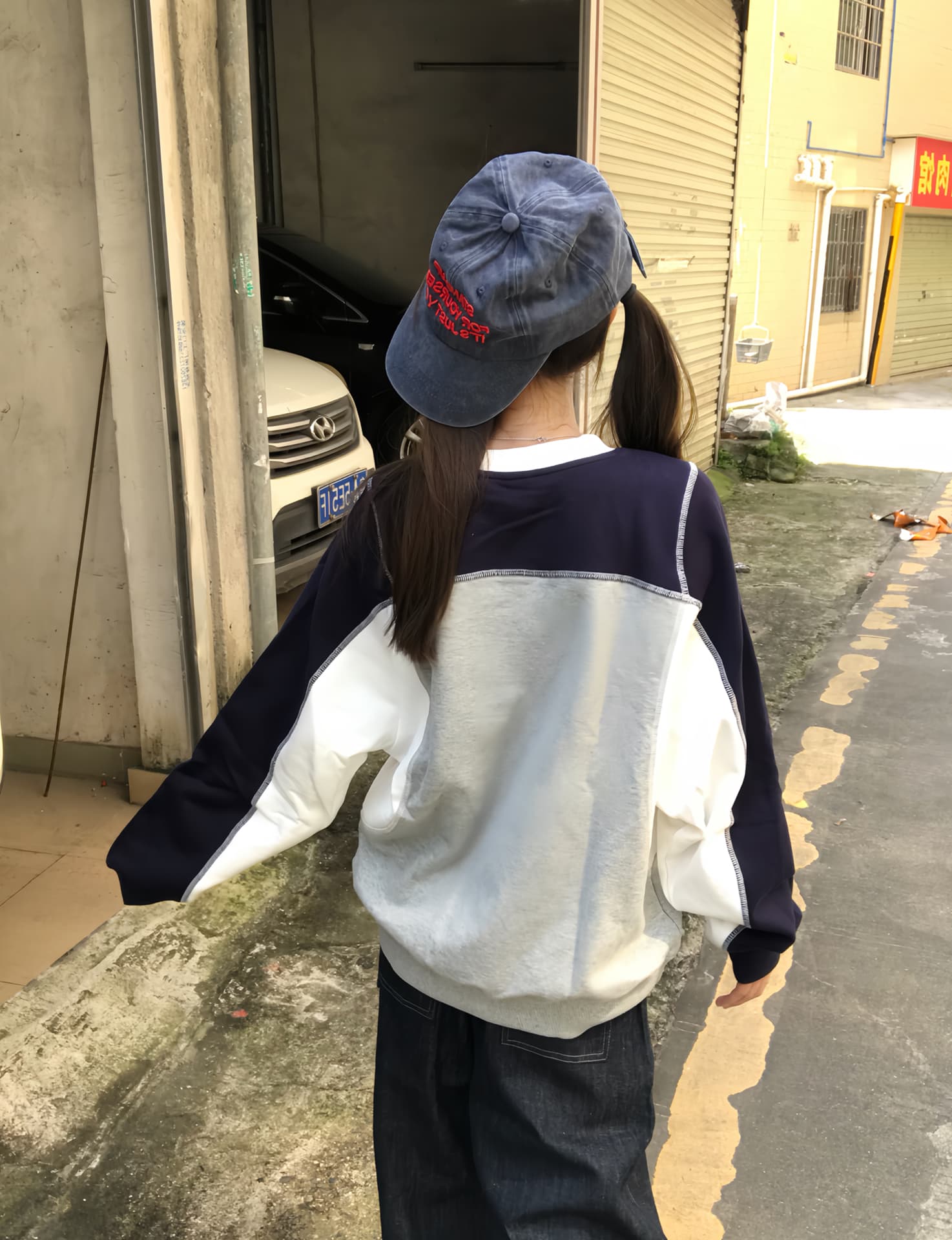 있음 선적 얇은 스타일 좋은 품질 솜씨 순수한 Mianhua 면 복합 패치워크 후드티 여성 한국 대외 무역 한 싱글 국경 간 상세 이미지 5