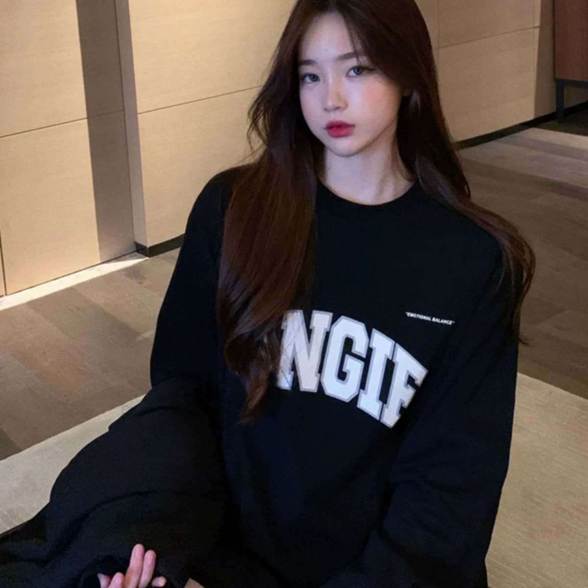 21 순면 210 그램 가을 의상 긴팔 티셔츠 여성 루즈핏 맨위 프린트 한국 대외 무역 십자가 해외 싱글 폭발 이미지 5