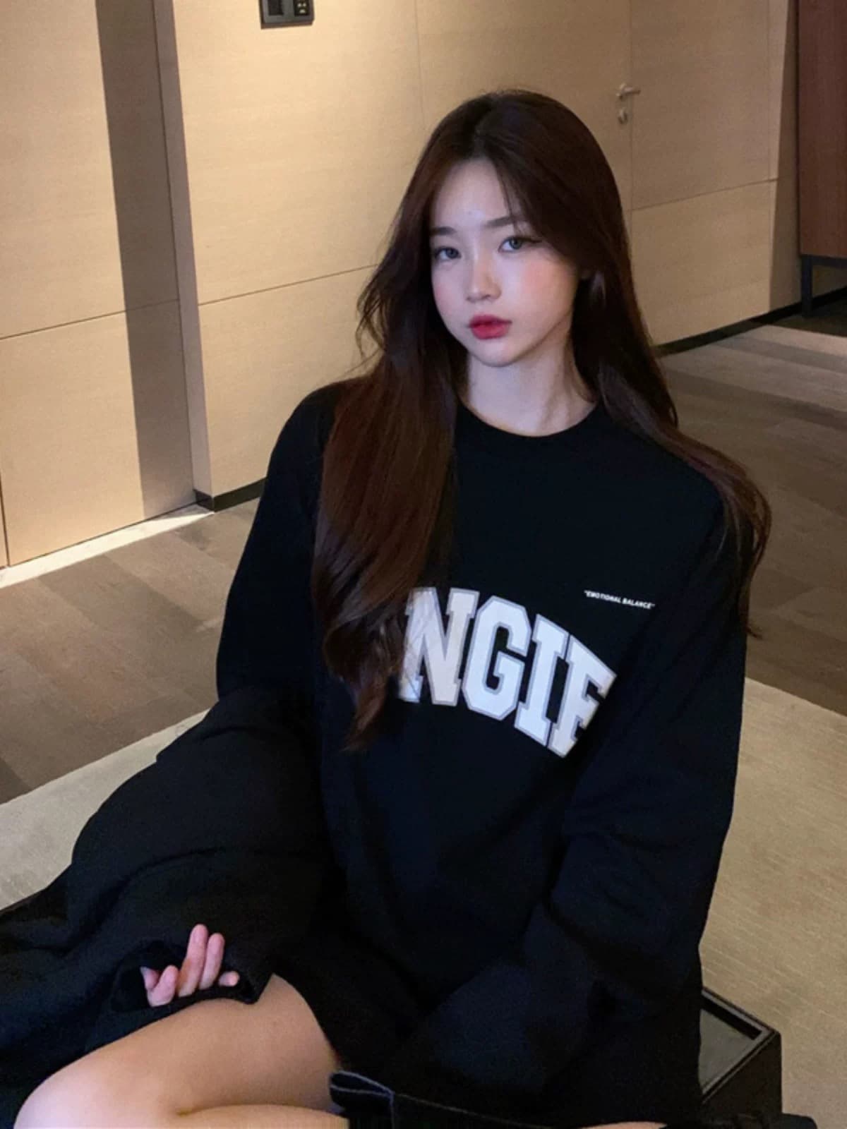 21 순면 210 그램 가을 의상 긴팔 티셔츠 여성 루즈핏 맨위 프린트 한국 대외 무역 십자가 해외 싱글 폭발 상세 이미지 5