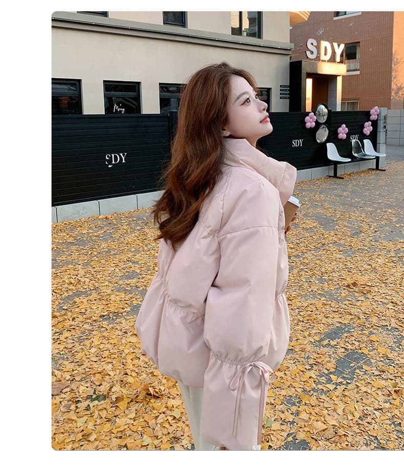 작은 키 버블 푸 허리 수축 아래 면화 의류 여성 겨울 쇼트 스타일 2026 새로운 한 부서 학원 스탠드 칼라 빵 외투 상세 이미지 18