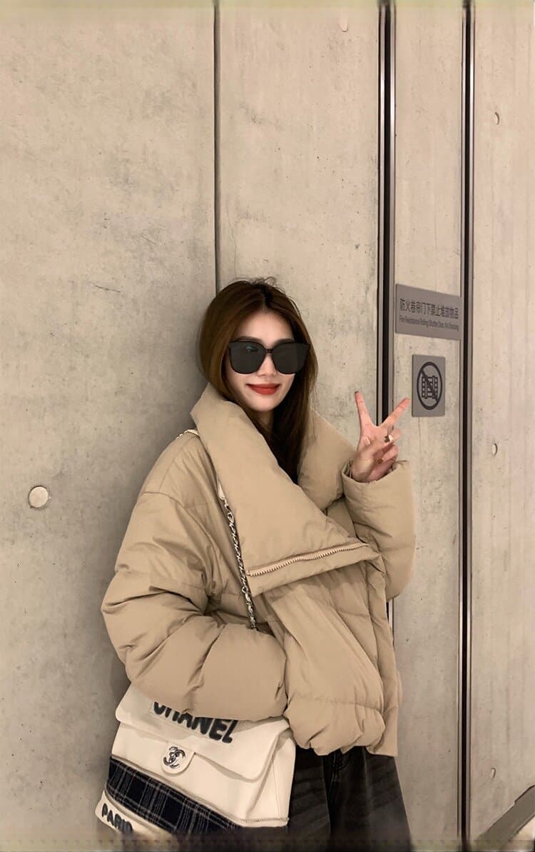 따뜻한 따뜻한 겨울 세련된 루즈핏 XL 한국 스타일 폴로 칼라 쇼트 스타일 다운 외투 작은 키 아래 면화 의류 상세 이미지 14