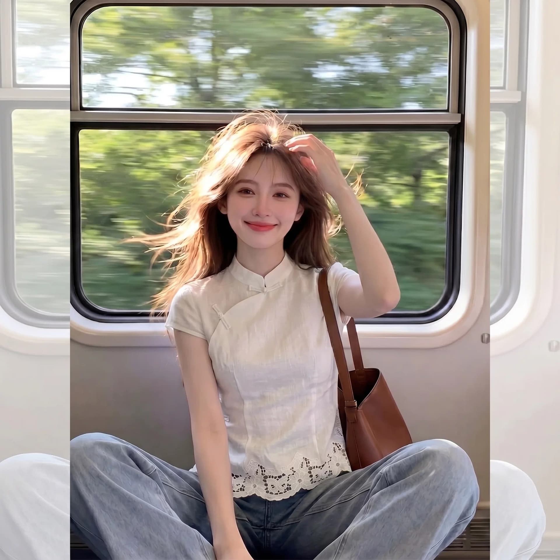 외국 가스 여름 새로운 패션 새로운 중식 국풍 단추 여성 셔츠 레이스 홀로우 아웃 슬림해 보이는 디자인 작은 셔츠 맨위 이미지 4