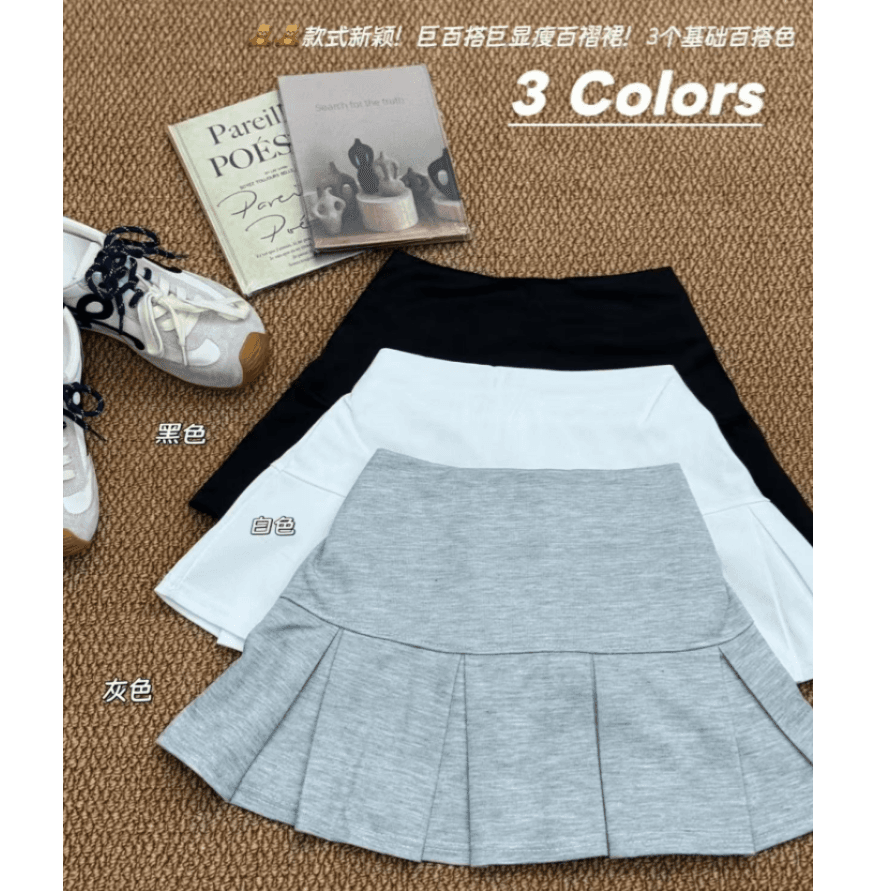 실사 한국 스타일 대외 무역 회색 후드티 반신 스커트 플리츠 스커트 슬림해 보이는 새로운 학원 핫걸 캐주얼 미니 스커트 여성