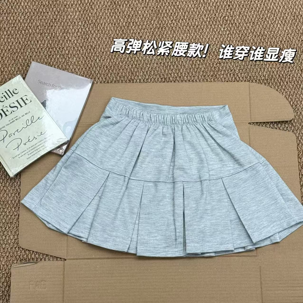 실사 한국 스타일 대외 무역 회색 후드티 반신 스커트 플리츠 스커트 슬림해 보이는 새로운 학원 핫걸 캐주얼 미니 스커트 여성 이미지 3