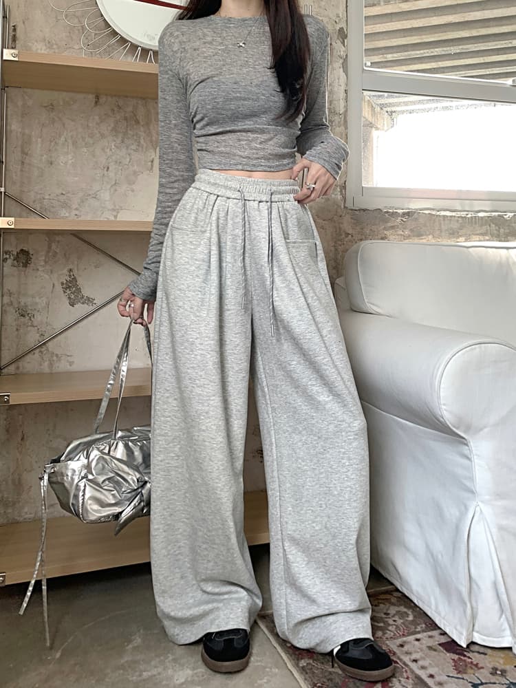 품격 다용도 펌프 로프 운동 캐주얼 바지 여성 이른 가을 새로운 도루 센스 스트레이트 하이웨이스트 슬림해 보이는 와이드 레그 팬츠 어린이 길이 바지 상세 이미지 29
