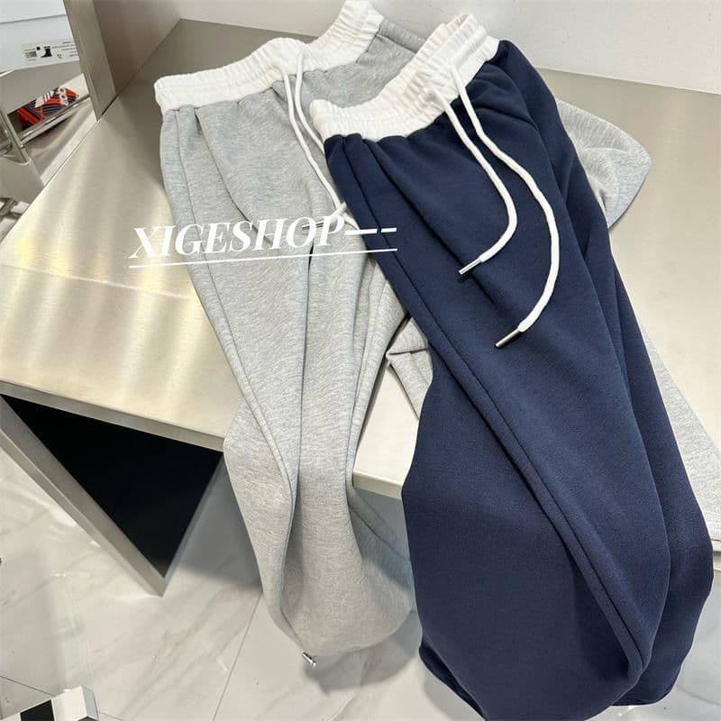 아메리칸 레트로 패치워크 캐주얼 새로운 운동 바지 봄 여름 스트레이트 하이웨이스트 웨이 바지 슬림해 보이는 루즈핏 와이드 레그 팬츠 어린이