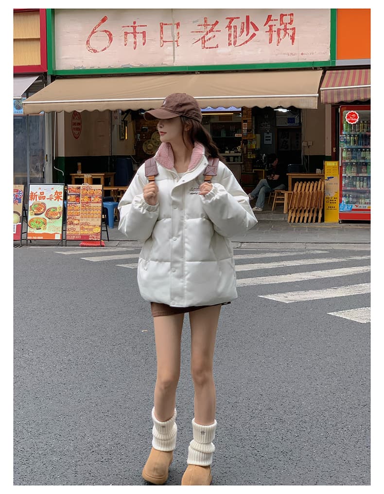 실사 ins 달콤한 차가운 바람 작은 대중 디자인 센스 pu 면 의류 작은 대중 루즈핏 패딩 재킷 겨울 재킷 목화 진딧물 상세 이미지 20