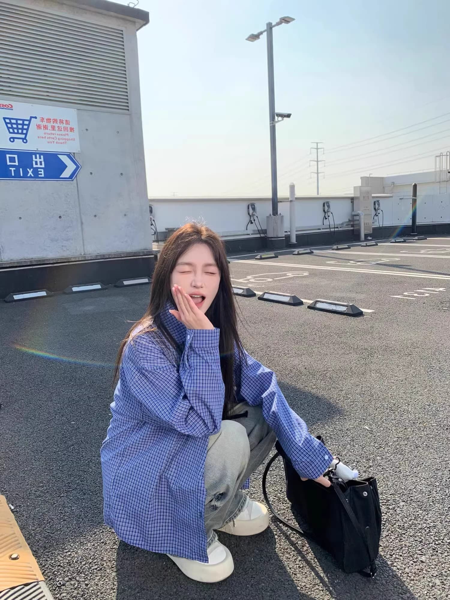 원본 셔틀 제직 그리드 레트로 블루 체크무늬 여성 셔츠 가을 작은 키 캐주얼 스택 착용 셔츠 한국 대외 무역 한 싱글 상세 이미지 5