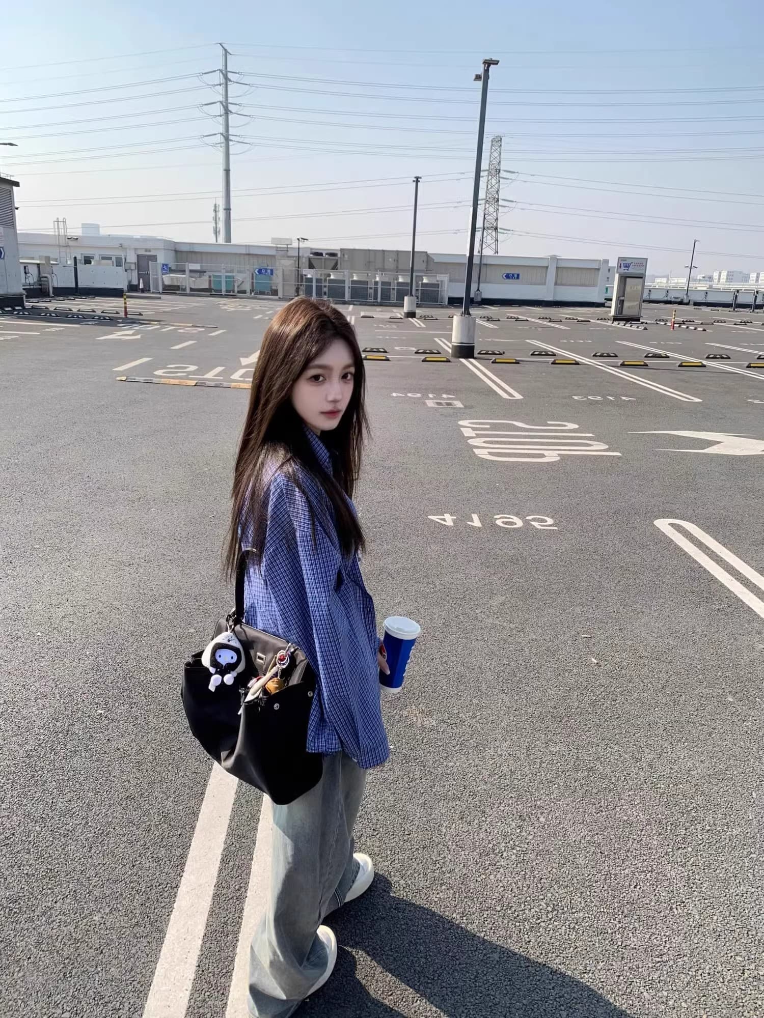 원본 셔틀 제직 그리드 레트로 블루 체크무늬 여성 셔츠 가을 작은 키 캐주얼 스택 착용 셔츠 한국 대외 무역 한 싱글 상세 이미지 15