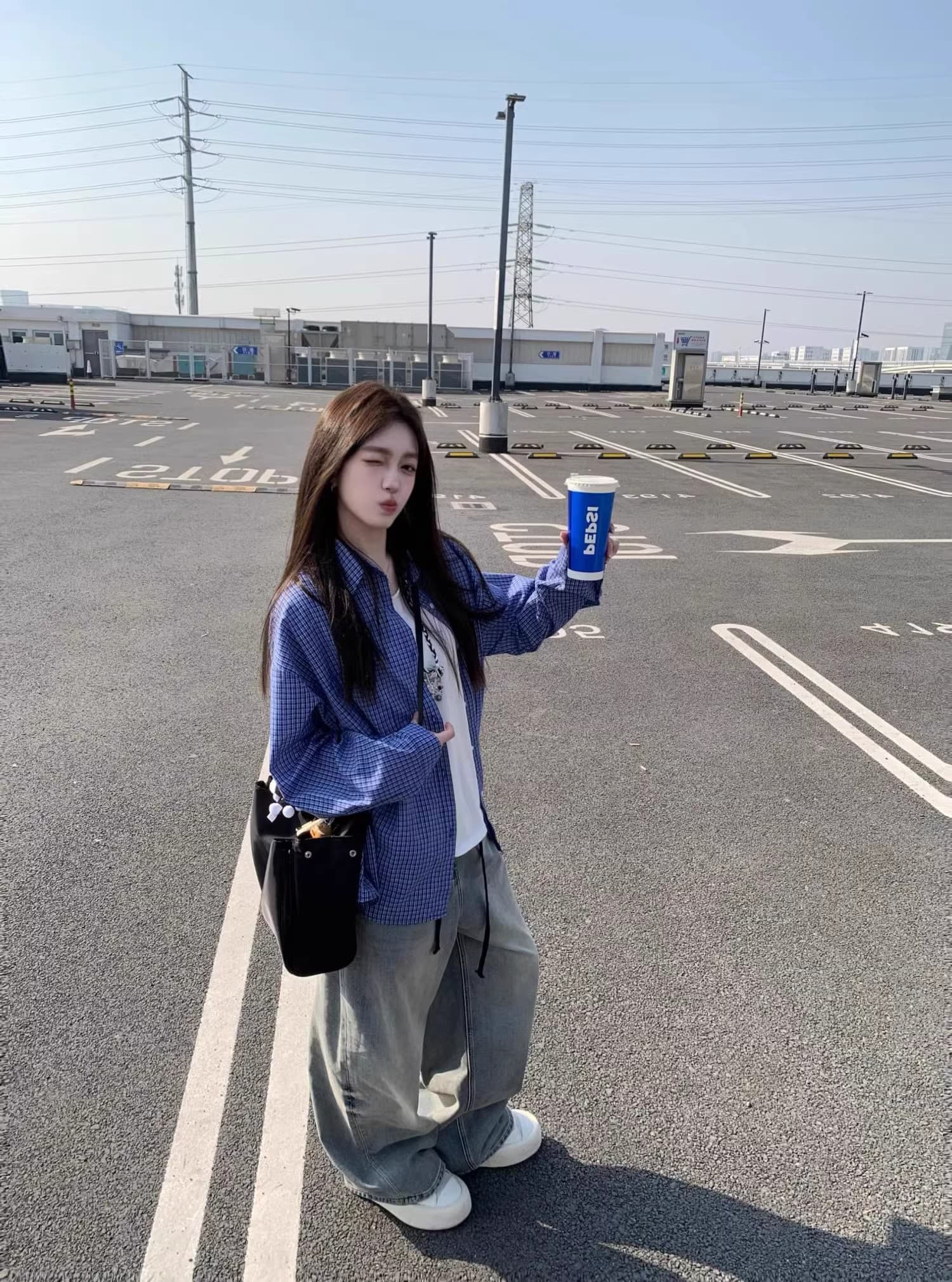 원본 셔틀 제직 그리드 레트로 블루 체크무늬 여성 셔츠 가을 작은 키 캐주얼 스택 착용 셔츠 한국 대외 무역 한 싱글 상세 이미지 20