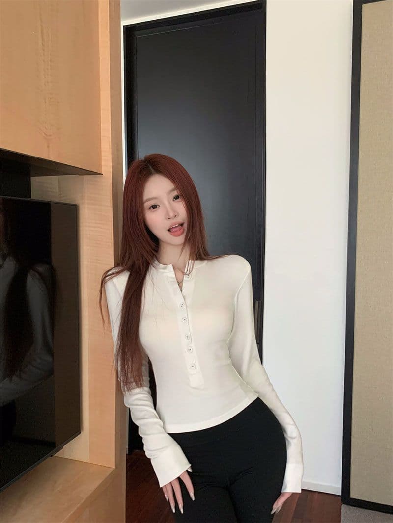 모달 260 그램 사람들 면 순수한 욕망 타이트 V넥 긍정적 인 어깨 긴팔 티셔츠 섹시함 맨위 몸매 가꾸기 한국 대외 무역 상세 이미지 3