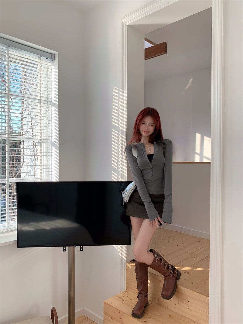 모달 260 그램 사람들 면 순수한 욕망 타이트 V넥 긍정적 인 어깨 긴팔 티셔츠 섹시함 맨위 몸매 가꾸기 한국 대외 무역 상세 이미지 12
