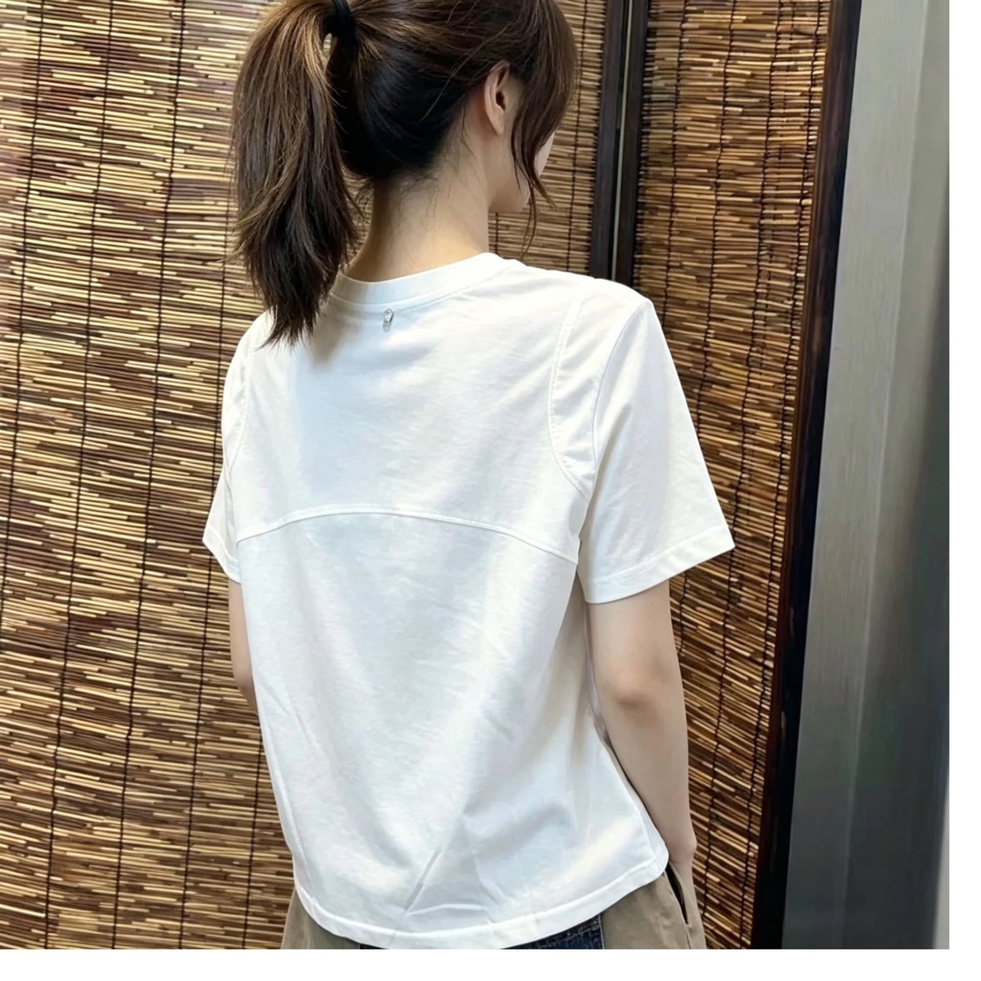 화이트 미니멀리즘 긍정적 인 어깨 라운드 넥 반팔 티셔츠 여성 여름 새로운 패션 루즈핏 다용도 캐주얼 슬림해 보이는 맨위 트렌디 상세 이미지 6