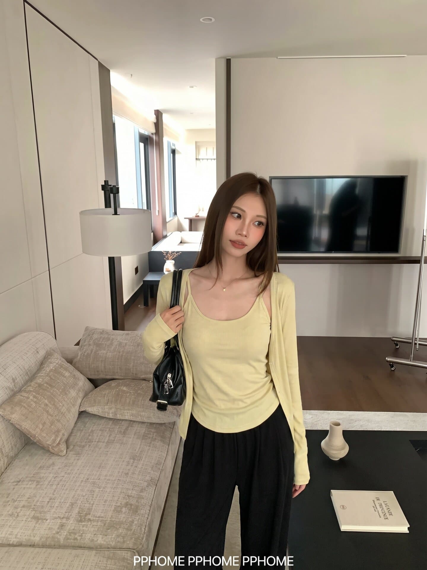 모달 여름 가을 세트 7부 소매 오픈 가디건 캐미솔 슬림해 보이는 편안함 착용 가져 가라. 여성 몸매 가꾸기 맨위 투피스 세트 이미지 4
