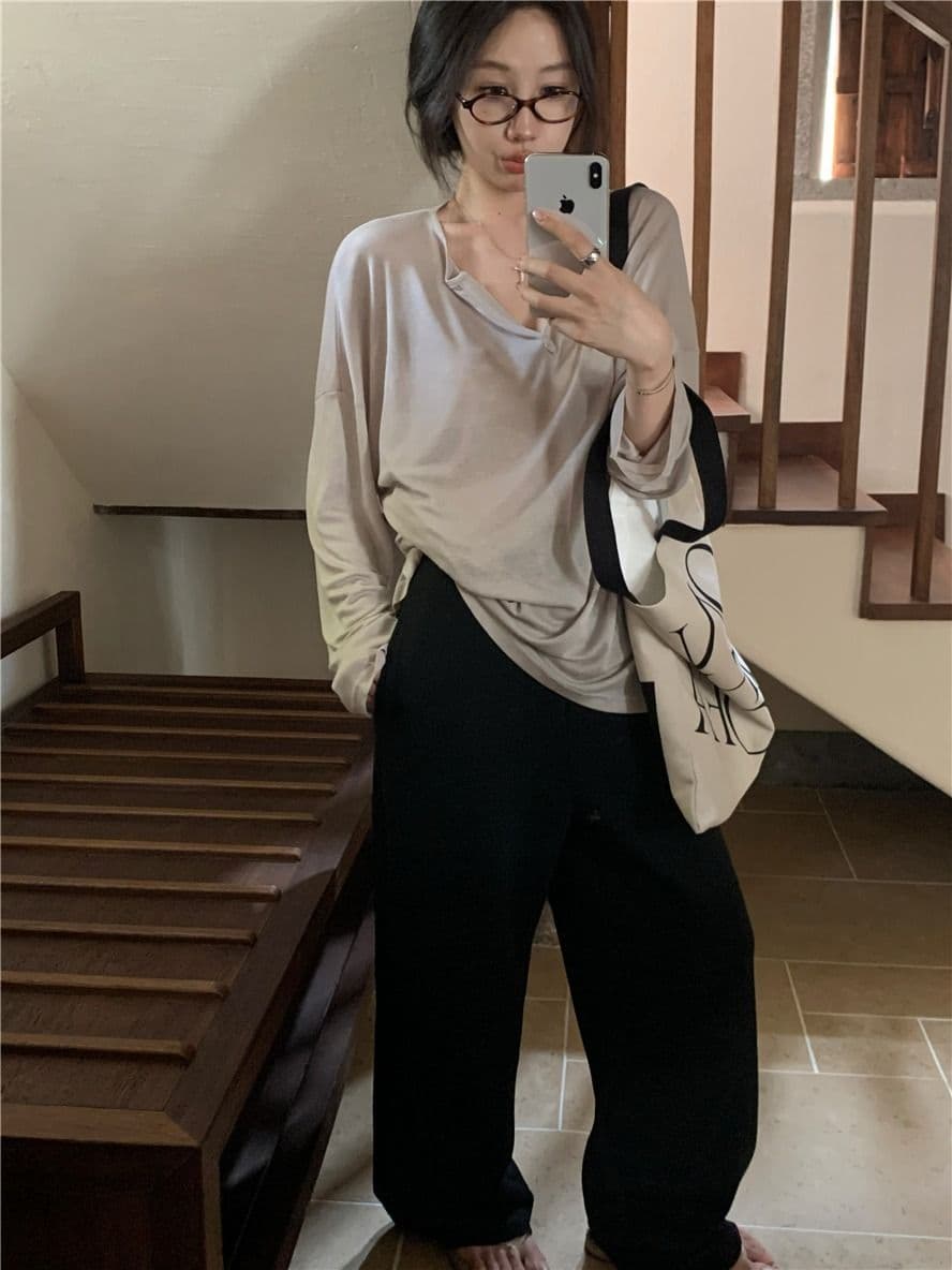 햇빛 플러시 원본 원단 시스루 얇은 스타일 V넥 긴팔 티셔츠 여성 봄 루즈핏 캐주얼 자외선 차단 블라우스 상세 이미지 24