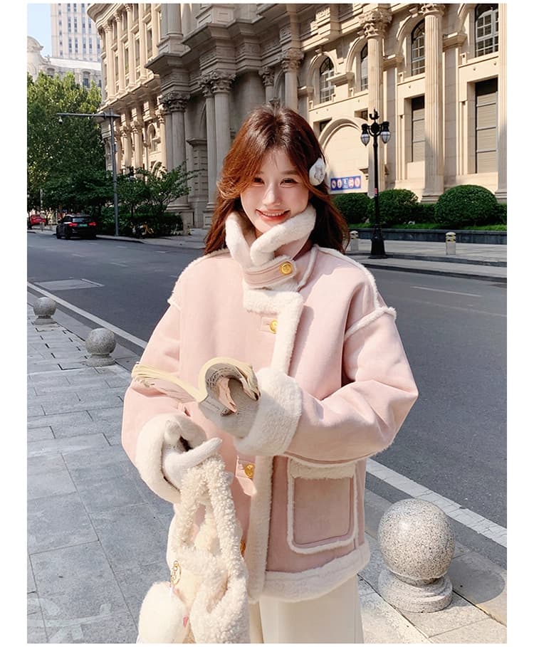 작은 샤넬 스타일 피모 하나 스웨이드 원단 여성 코트 2026 겨울 새로운 폭발 한 부서 털이 있고 두꺼운 오토바이 서비스 상세 이미지 22