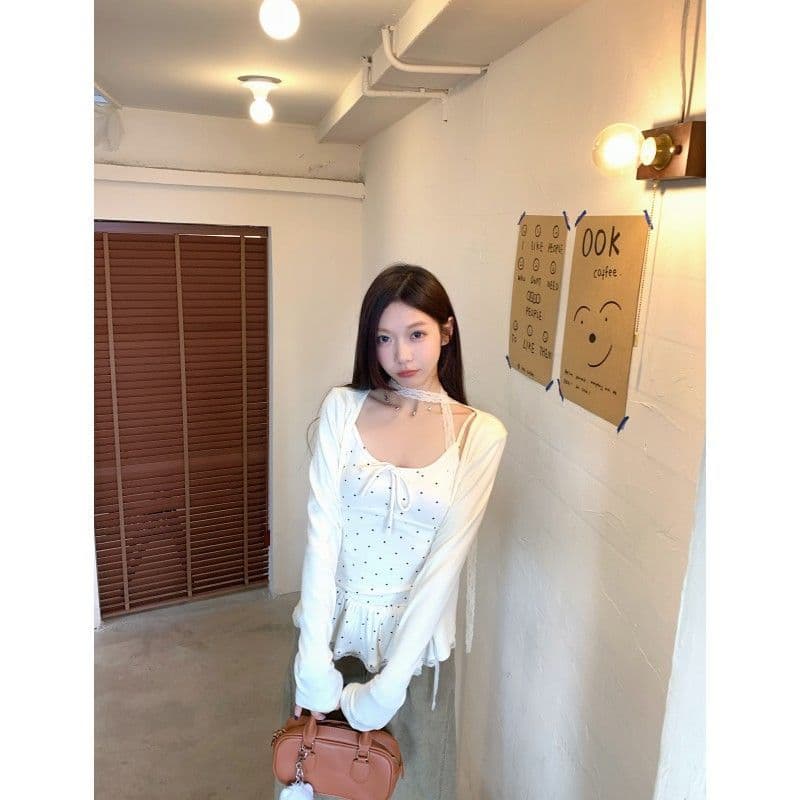 사람들 면 면 센스 4 2 달콤한 스타일 도트 무늬 나만의 것을 가져와 라. 가슴 패드 ~ 중 캐미솔 인사이드 가져 가라. 만나는 스택 착용 맨위 상세 이미지 7