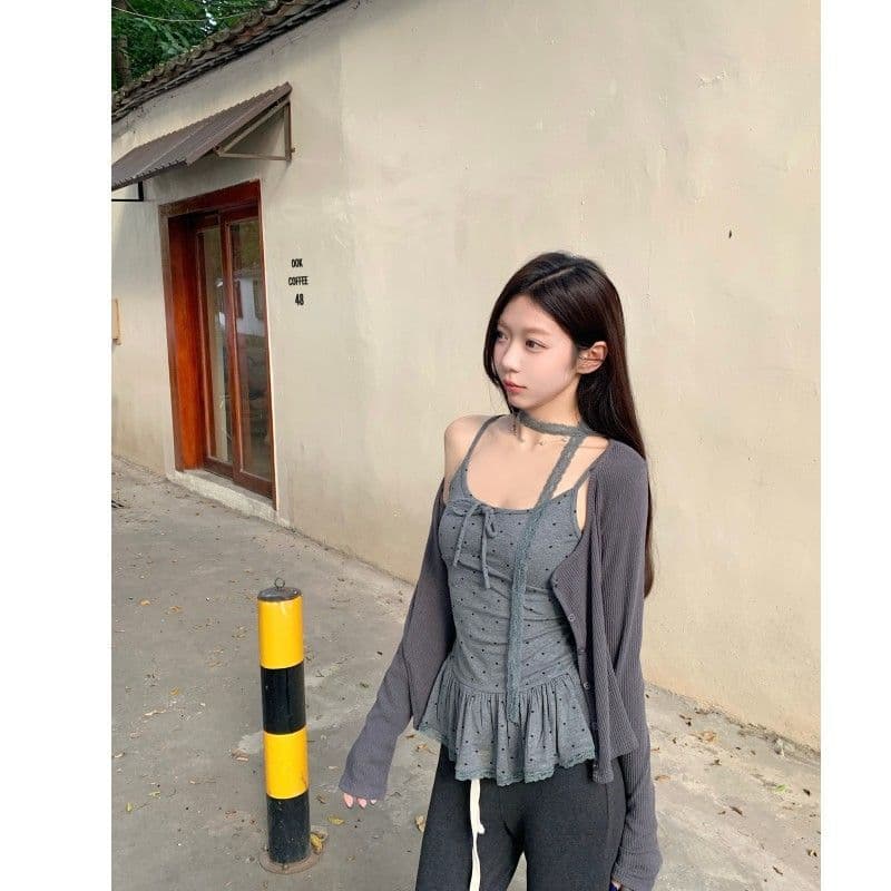 사람들 면 면 센스 4 2 달콤한 스타일 도트 무늬 나만의 것을 가져와 라. 가슴 패드 ~ 중 캐미솔 인사이드 가져 가라. 만나는 스택 착용 맨위 상세 이미지 16