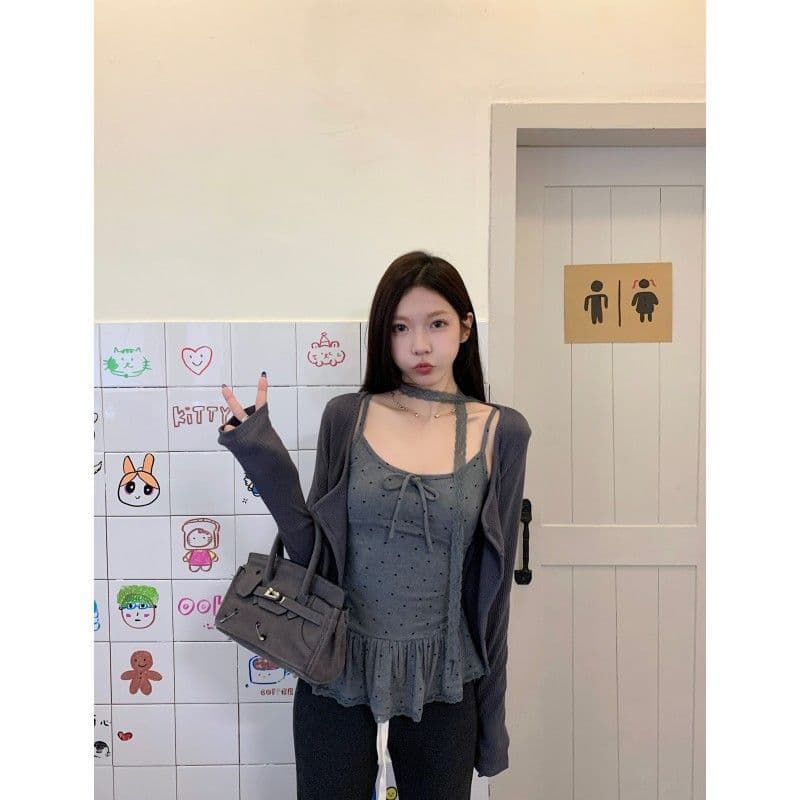 사람들 면 면 센스 4 2 달콤한 스타일 도트 무늬 나만의 것을 가져와 라. 가슴 패드 ~ 중 캐미솔 인사이드 가져 가라. 만나는 스택 착용 맨위 상세 이미지 20