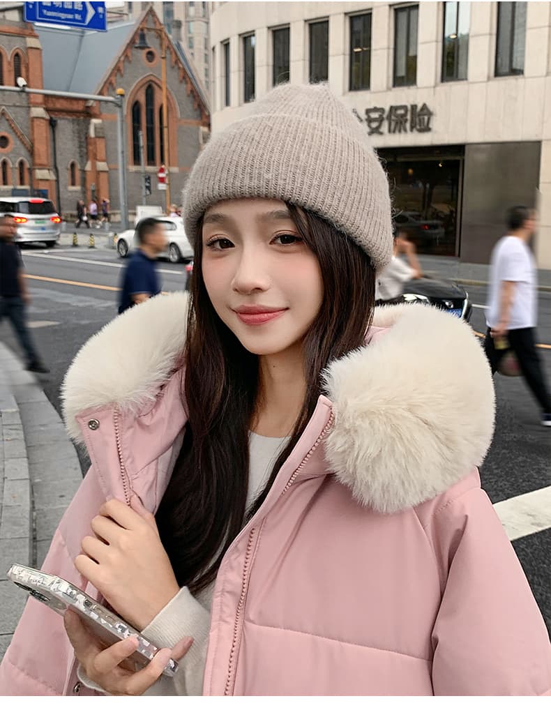 실사 후드 두꺼운 중간 길이 큰 모피 칼라 아래 면화 의류 여성 슬림해 보이는 재킷 보온 트렌디 겨울 면 옷 상세 이미지 13