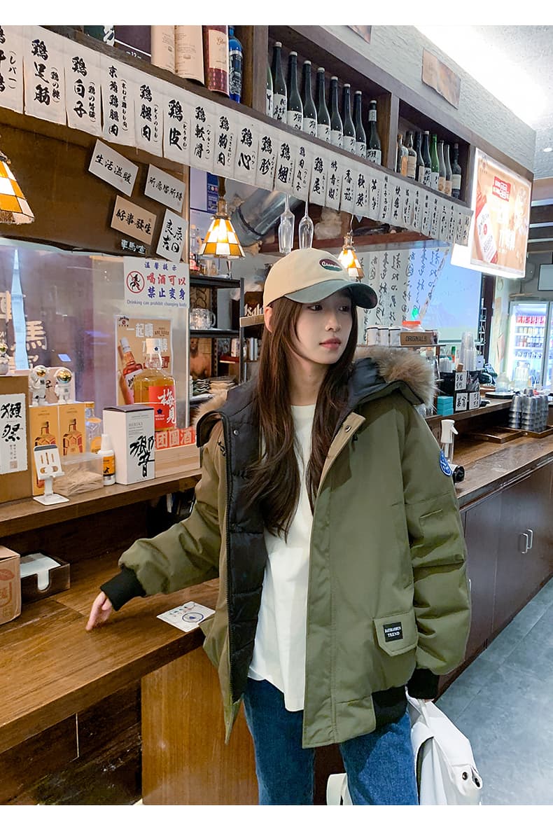한 부서 아래 면화 의류 여자 중간 롱 코트 겨울 두꺼운 워크웨어 Parker 서비스 다운 재킷 상세 이미지 14